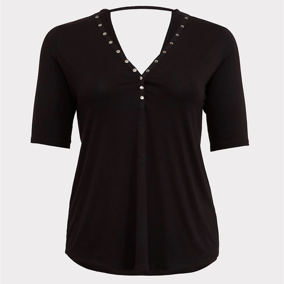TORRID Super Soft Snap Detail Henley Top EUC - Picture 9 of 11